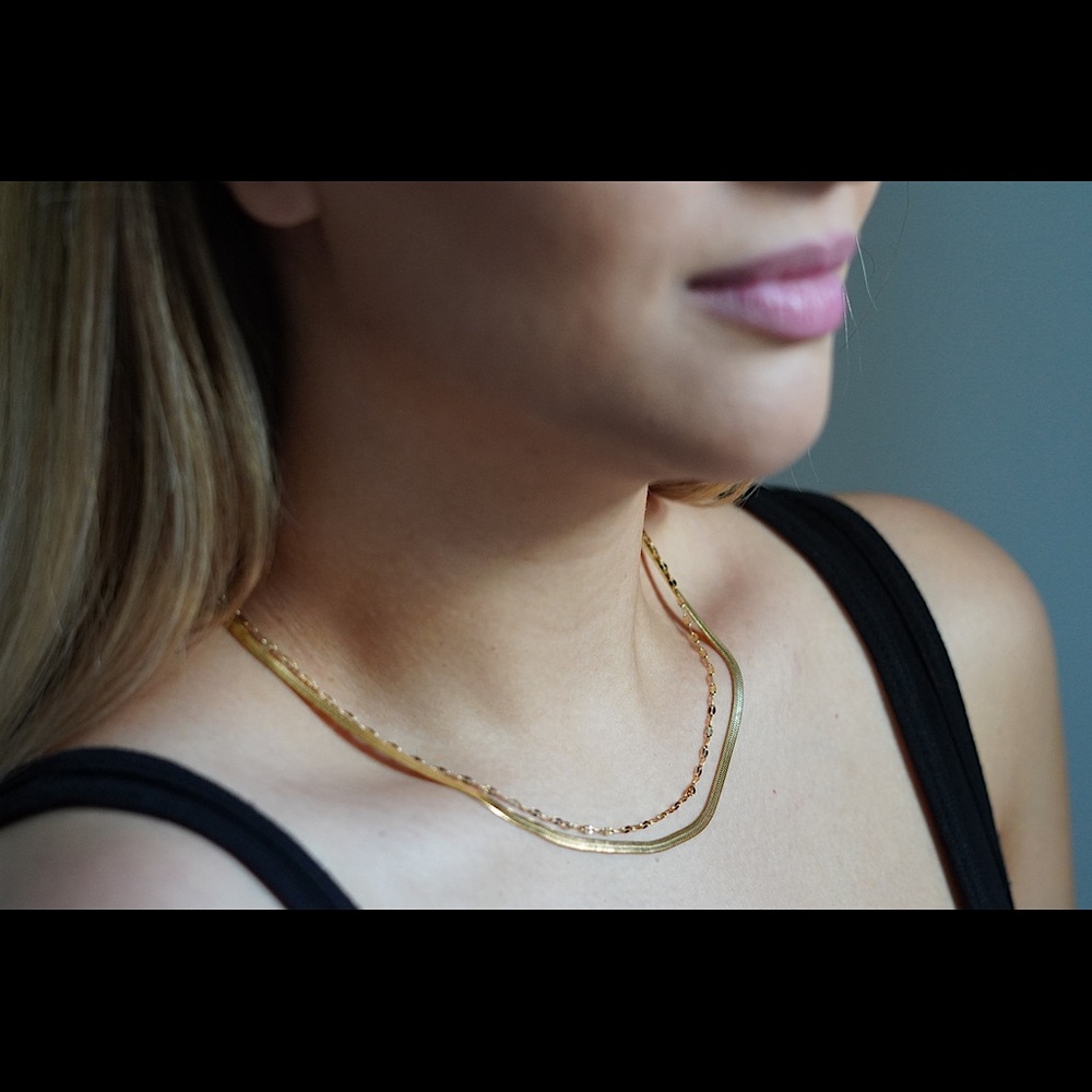 Gold snake chain layered necklace